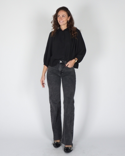 BLOUSE MET POFMOUWEN ZWART