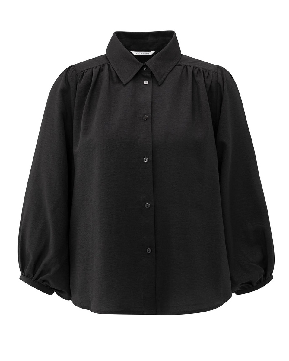 BLOUSE MET POFMOUWEN ZWART