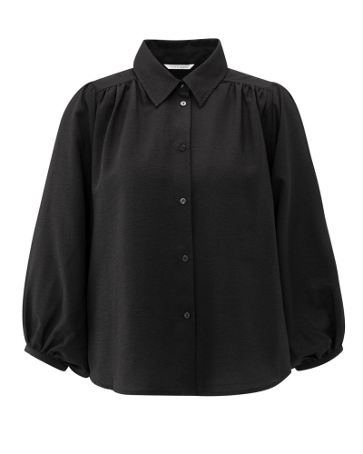BLOUSE MET POFMOUWEN ZWART