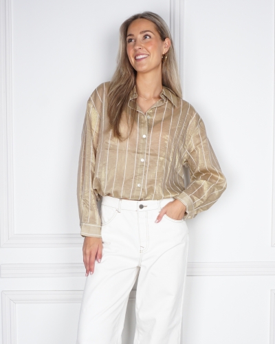 BLOUSE IRIS STIPE GOUD/OFF WHITE