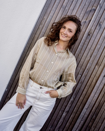 BLOUSE IRIS STIPE GOUD/OFF WHITE