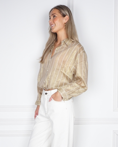 BLOUSE IRIS STIPE GOUD/OFF WHITE
