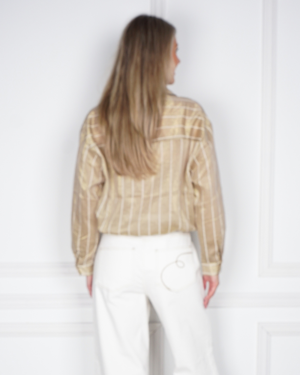 BLOUSE IRIS STIPE GOUD/OFF WHITE