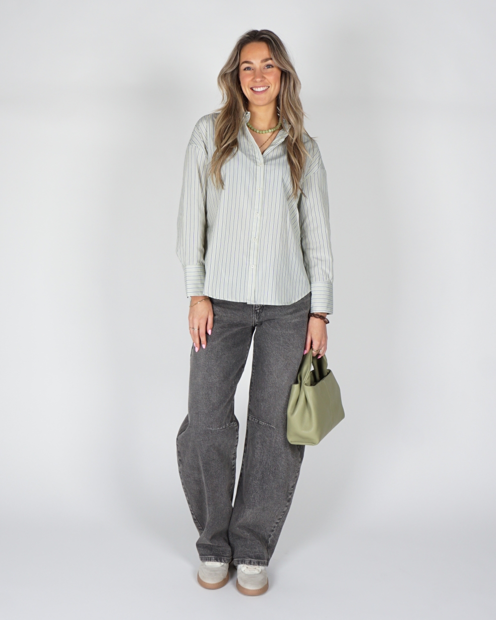 BLOUSE GESTREEPT GROEN
