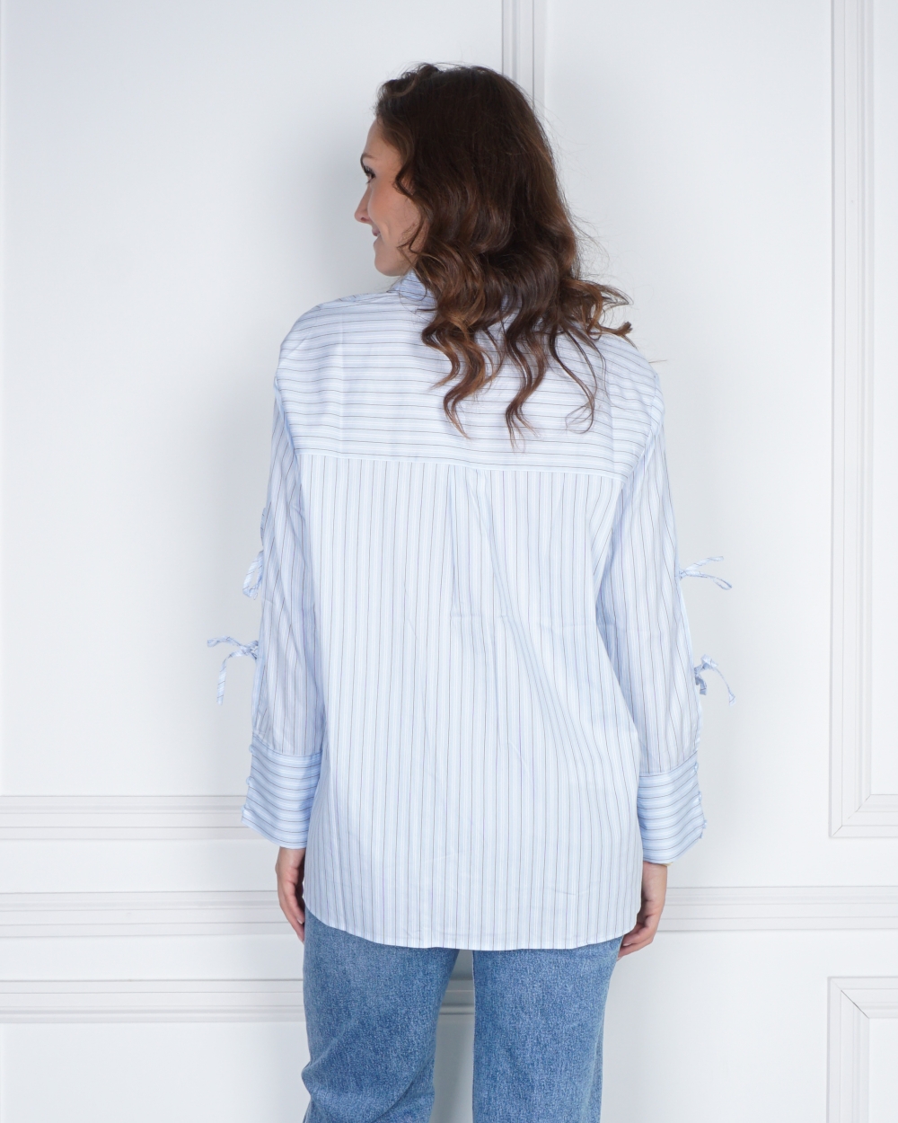 GESTREEPTE BLOUSE SELINI LICHT BLAUW