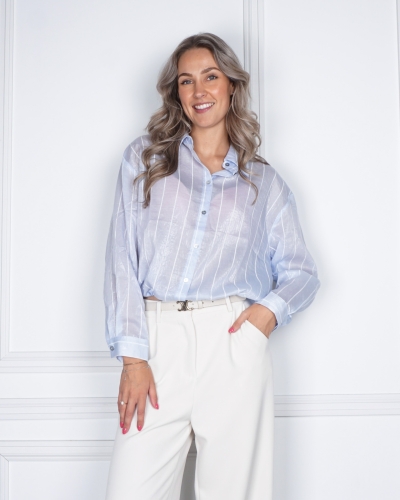 Nukus BLOUSE IRIS GESTREEPT LICHT BLAUW/WIT