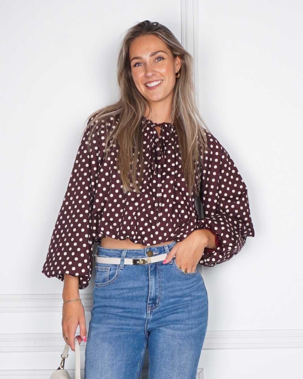 BLOUSE POLKA DOT BORDEAUX
