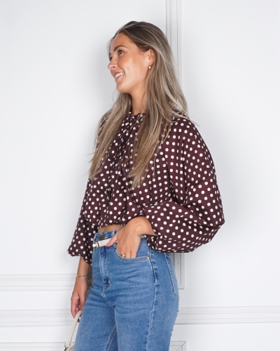 BLOUSE POLKA DOT BORDEAUX