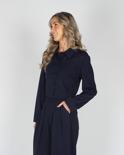 Studio Amaya BLOUSE SNOW DONKERBLAUW