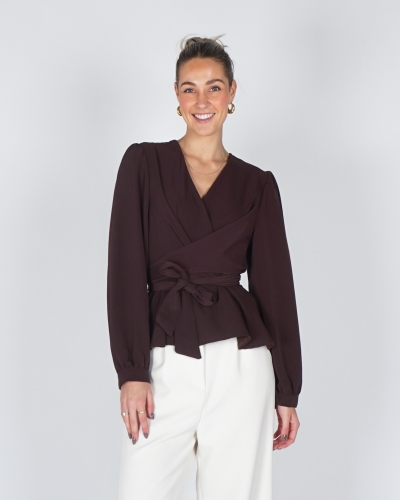 Gossip WIKKELBLOUSE MET KNOOP BRUIN