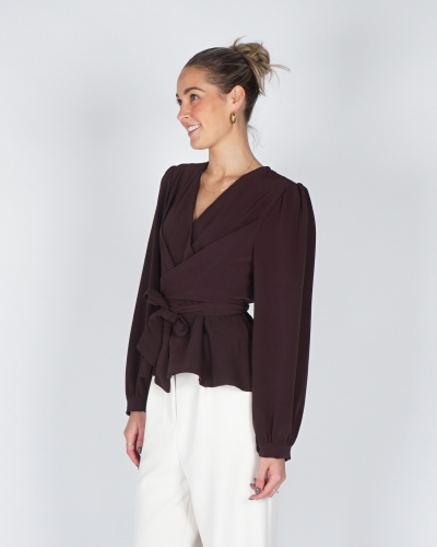 Gossip WIKKELBLOUSE MET KNOOP BRUIN