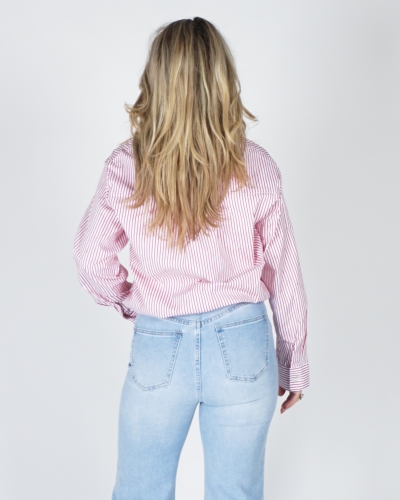 BLOUSE ARIANA STRIPE ROOD/WIT