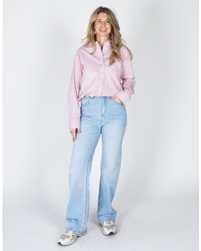 BLOUSE ARIANA STRIPE ROOD/WIT