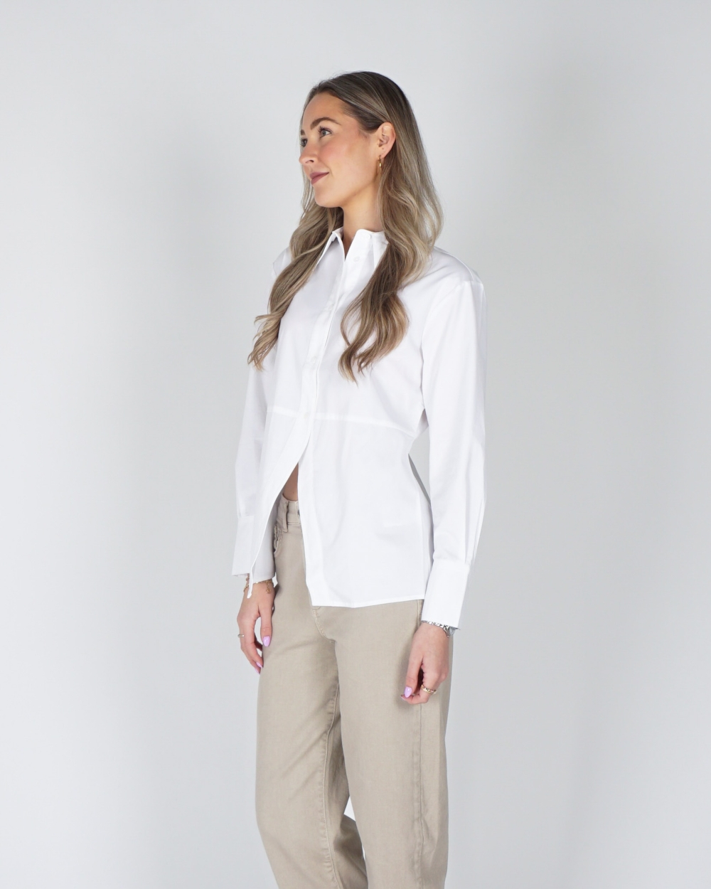 POPLIN BLOUSE MET SPLITDETAIL WIT
