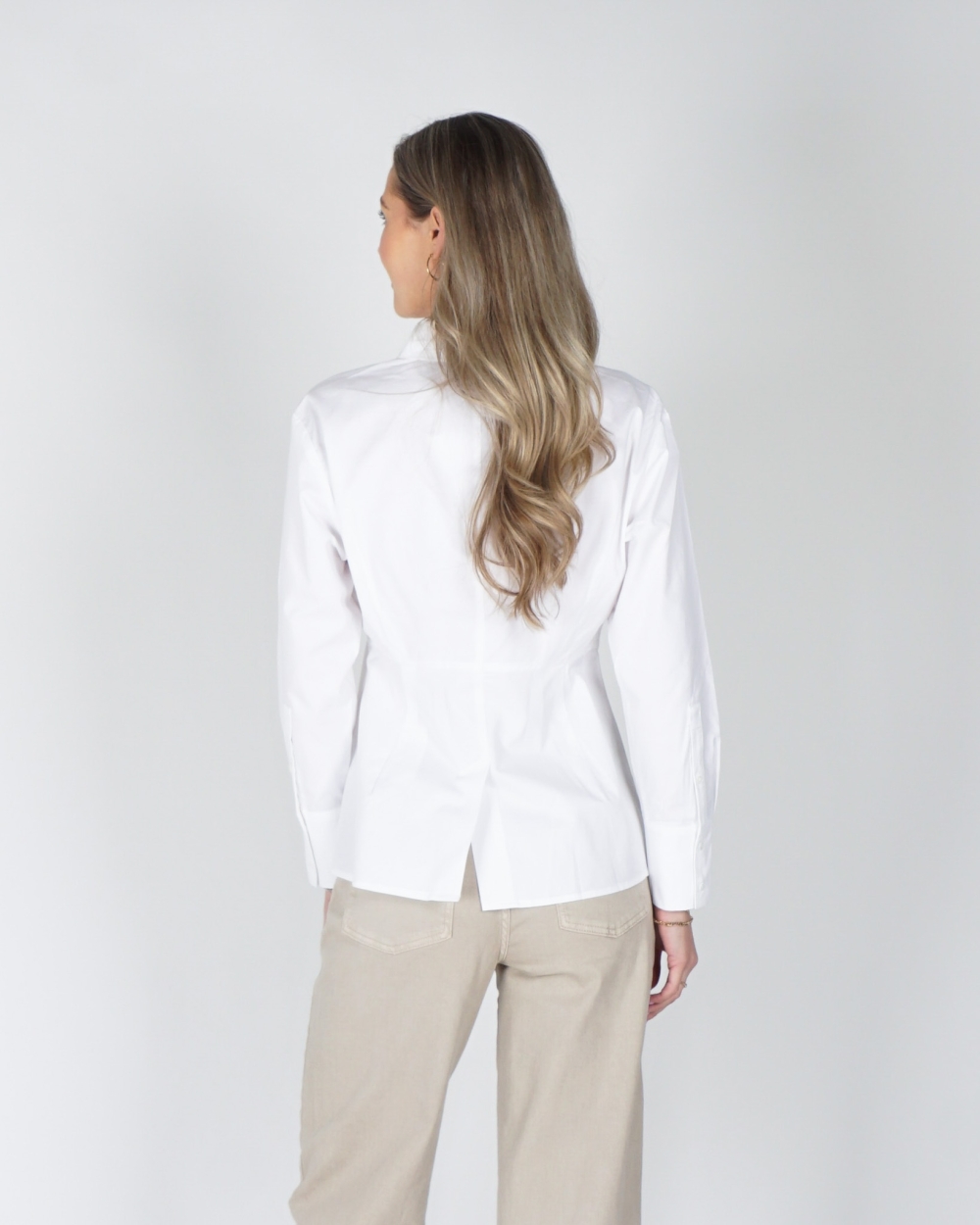 POPLIN BLOUSE MET SPLITDETAIL WIT