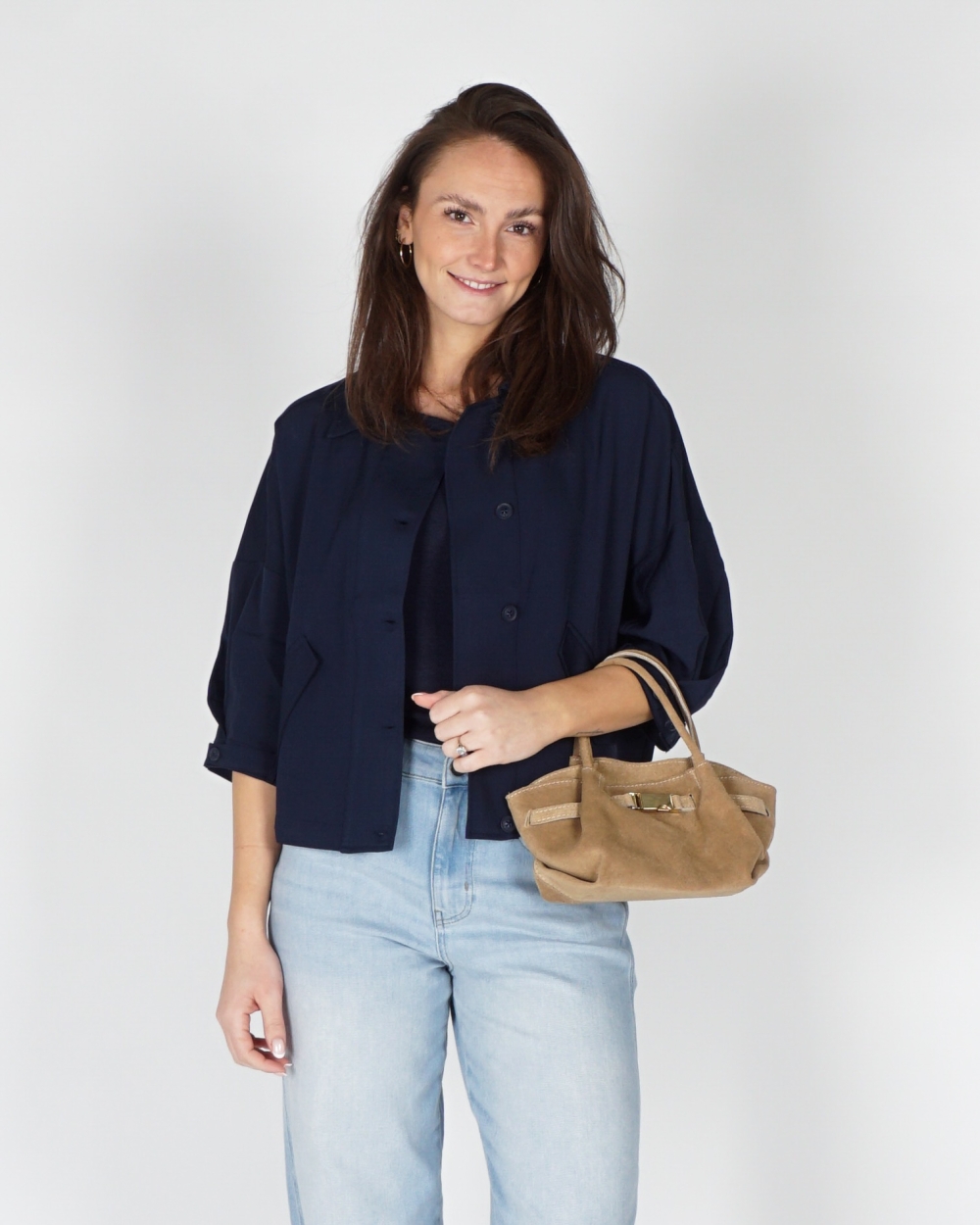 BLOUSEJACK DONKERBLAUW