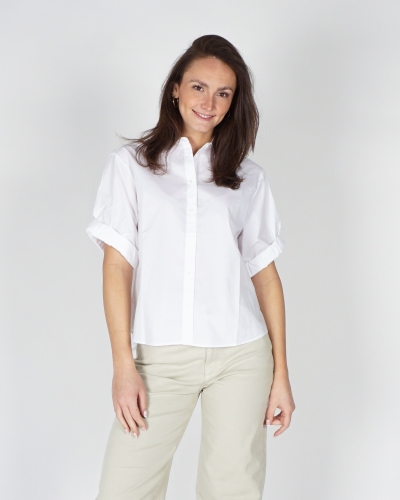 BLOUSE MET OMGESLAGEN MOUWEN WIT