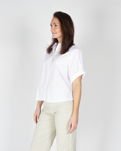 BLOUSE MET OMGESLAGEN MOUWEN WIT
