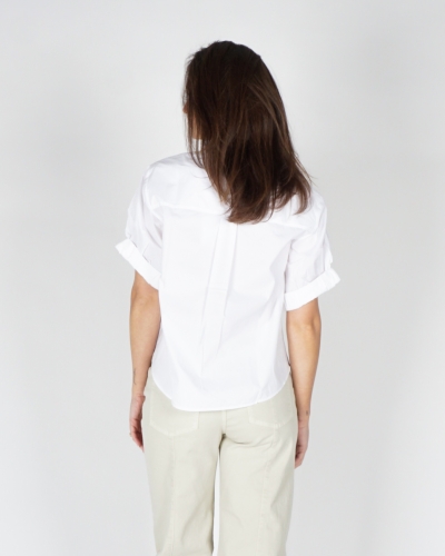 BLOUSE MET OMGESLAGEN MOUWEN WIT