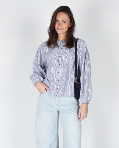 YAYA GESTREEPTE BLOUSE BLAUW