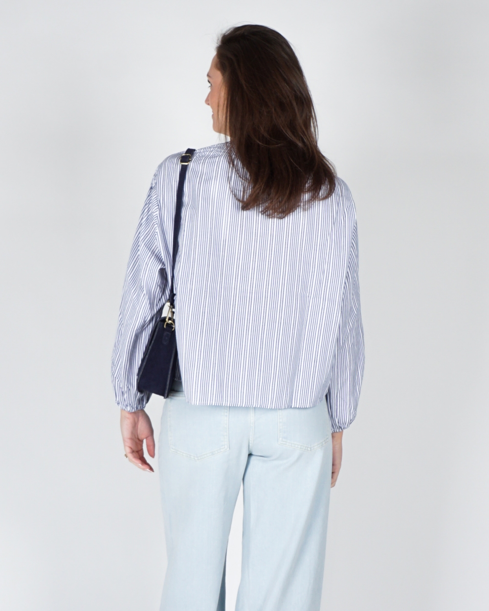 GESTREEPTE BLOUSE BLAUW