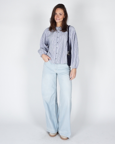 GESTREEPTE BLOUSE BLAUW