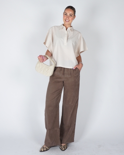 OVERSIZED BLOUSE MET MOUWDETAIL ECRU