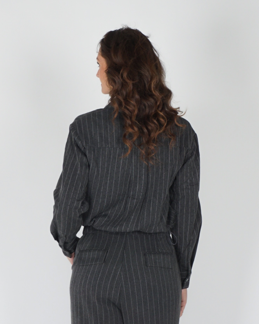 BLOUSE NEWPORT STRIPE STRASS GRIJS