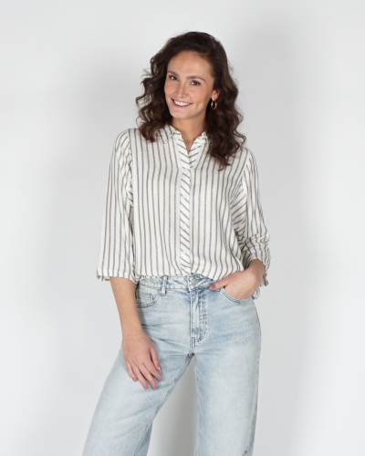 Geisha BLOUSE GESTREEPT ZILVER