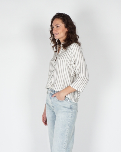Geisha BLOUSE GESTREEPT ZILVER
