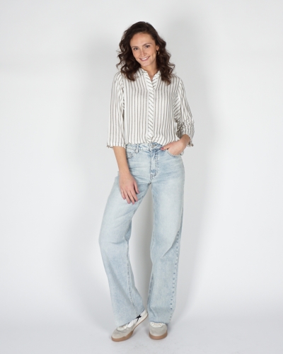 BLOUSE GESTREEPT ZILVER