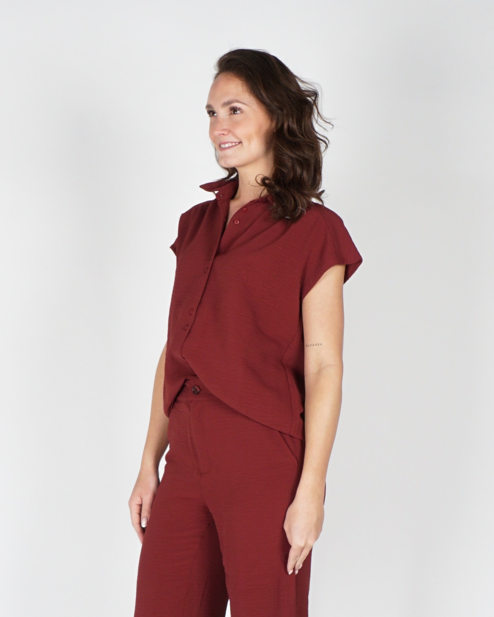 BLOUSE KORTE MOUW BORDEAUX