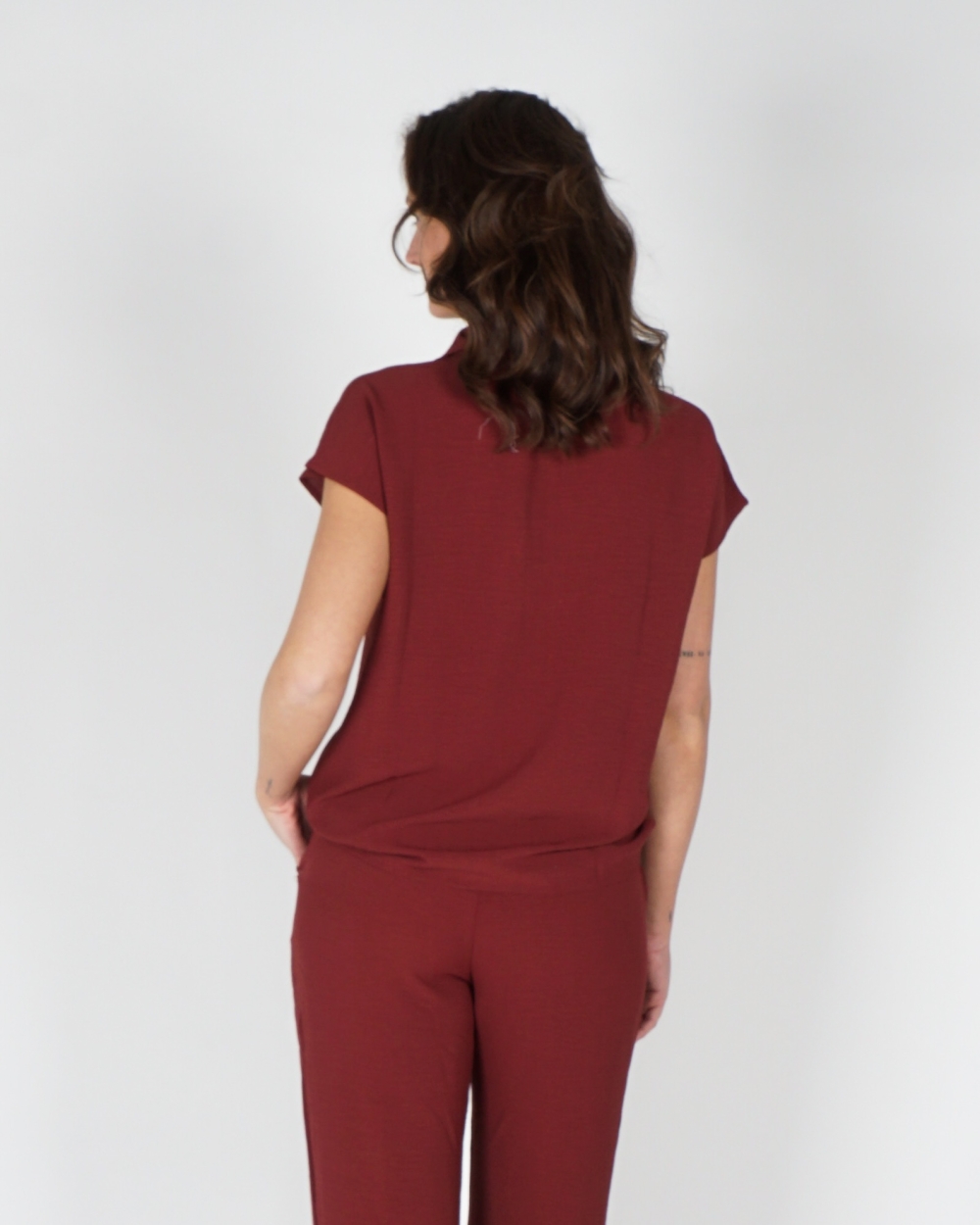 BLOUSE KORTE MOUW BORDEAUX