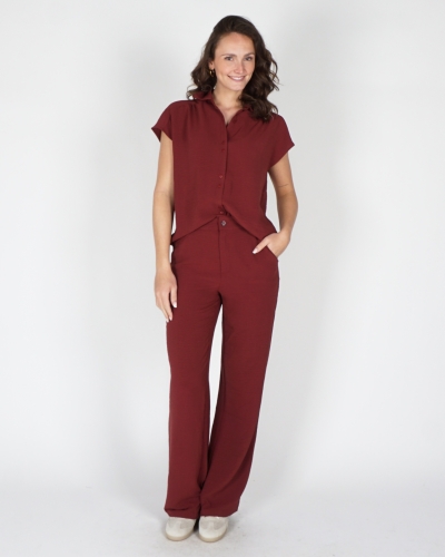 BLOUSE KORTE MOUW BORDEAUX