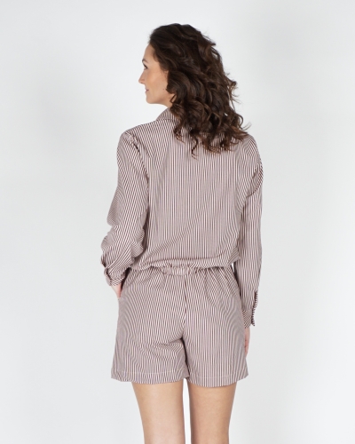 GESTREEPTE BLOUSE ROOD ECRU