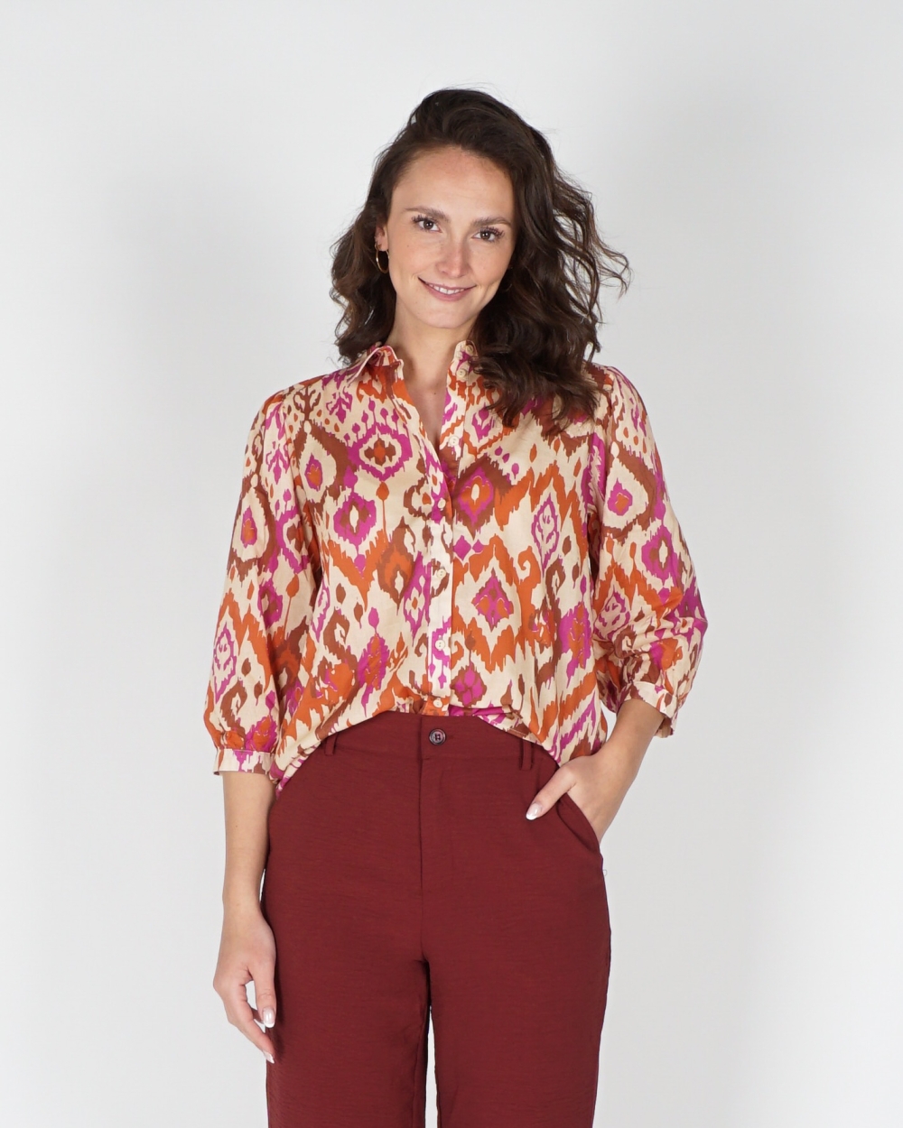 BLOUSE MET DRIEKWART MOUW MULTI