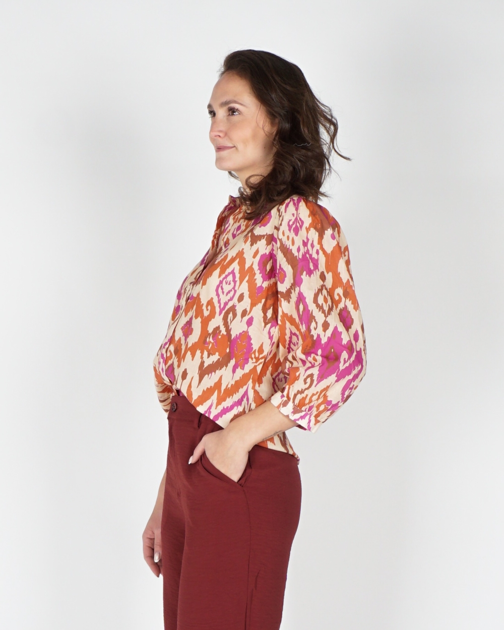 BLOUSE MET DRIEKWART MOUW MULTI