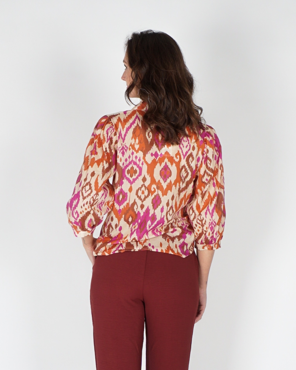 BLOUSE MET DRIEKWART MOUW MULTI