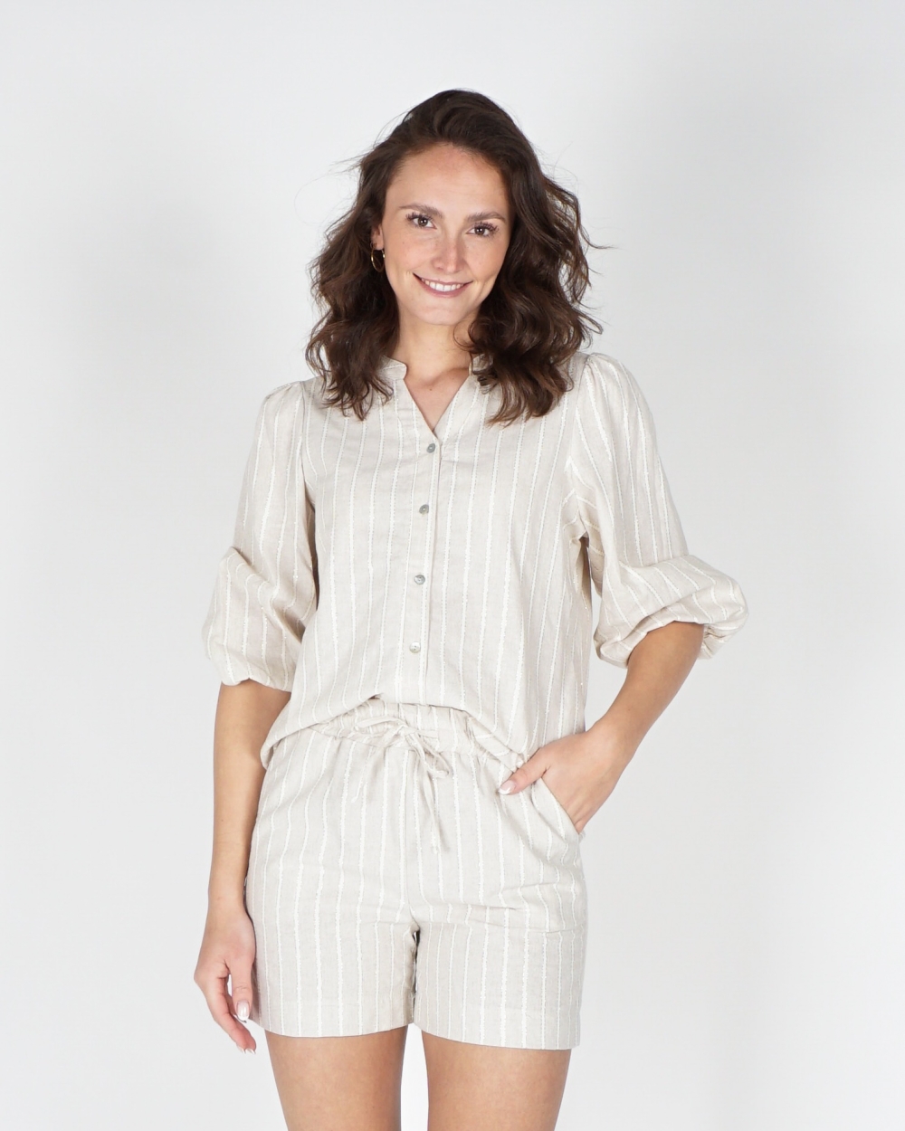 BLOUSE GESTREEPT ECRU