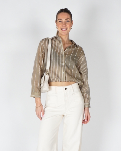 Nukus GESTREEPTE CROPPED BLOUSE NELLY GROEN