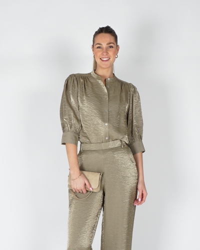 Nukus GLANS BLOUSE LILY GROEN
