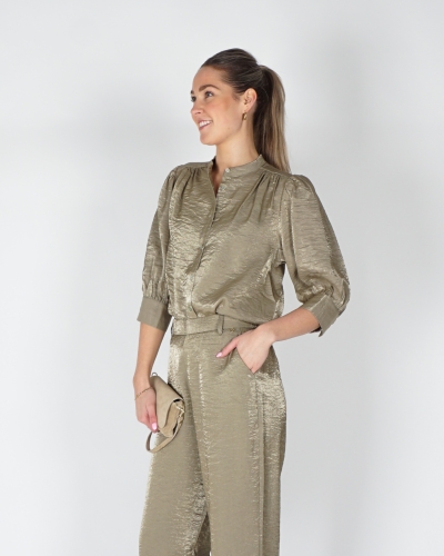 Nukus GLANS BLOUSE LILY GROEN