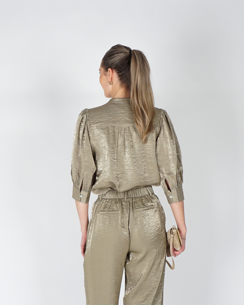 GLANS BLOUSE LILY GROEN