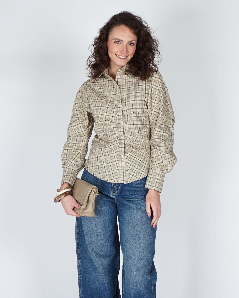 GETAILLEERDE BLOUSE RUIT AMERIE BEIGE