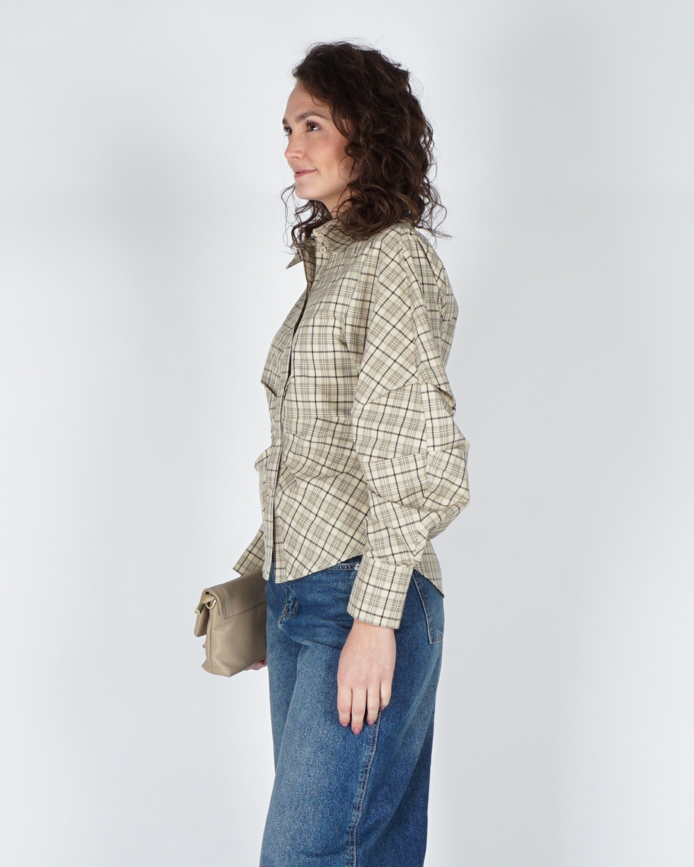 GETAILLEERDE BLOUSE RUIT AMERIE BEIGE
