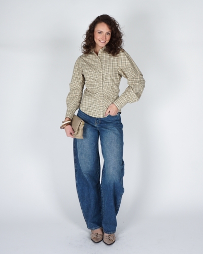 GETAILLEERDE BLOUSE RUIT AMERIE BEIGE