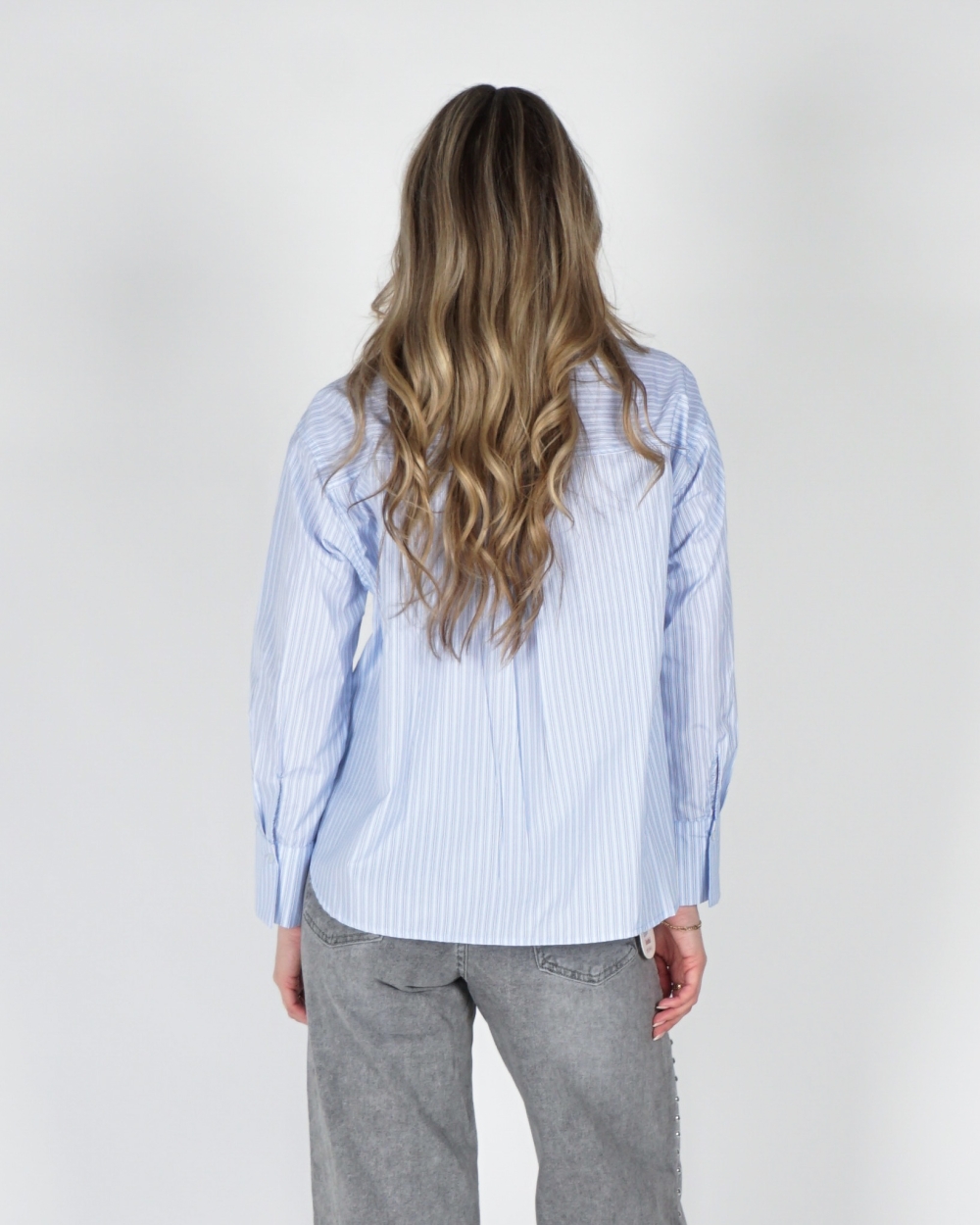 BLOUSE DISAKO BOW BLAUW WIT