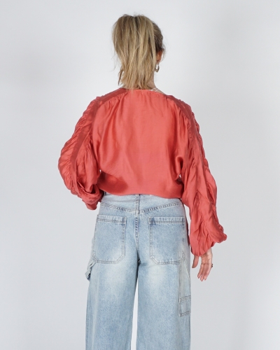OVERSIZED BLOUSE RAMONA MET RUCHING ROSE