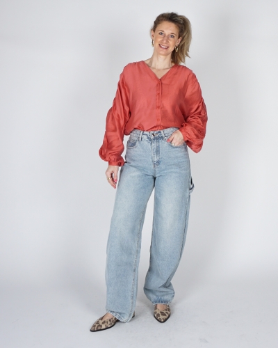 OVERSIZED BLOUSE RAMONA MET RUCHING ROSE
