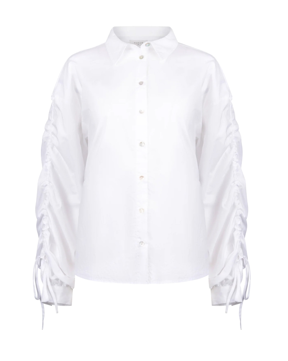 BLOUSE MET RUFFEL MOUW ROSA WIT 